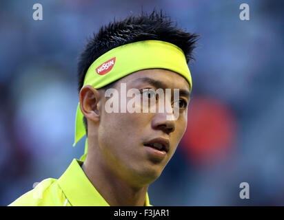 Tokyo, Giappone. Il 7 ottobre, 2015. Kei Nishikori (JPN) Tennis : Kei Nishikori del Giappone in azione durante gli Uomini Singoli Secondo turno match di Rakuten Japan Open Tennis Championships 2015 in Ariake Coliseum a Tokyo in Giappone . Credito: Motoo Naka/AFLO/Alamy Live News Foto Stock