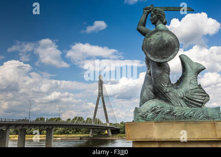 La sirena di Varsavia chiamato Syrenka sul fiume Vistola bank a Varsavia, Polonia Foto Stock