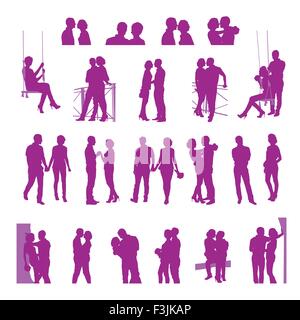 Data romantico silhouette. Illustrazione Vettoriale
