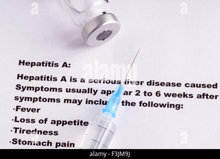 La vaccinazione contro l epatite, i sintomi e gli effetti collaterali Foto Stock