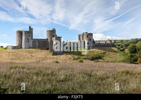 Kidwelly Castle in Carmarthenshire, Galles. Storico forte. Foto Stock