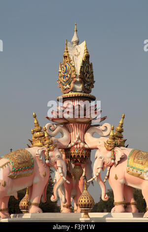 Thailandia, Bangkok, elefanti, statua, monumento, Foto Stock