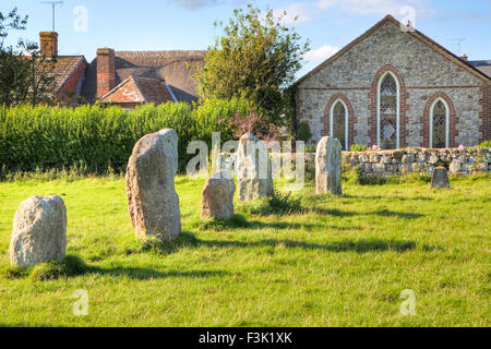 Avebury, cerchio di pietra, Wiltshire, Inghilterra, Regno Unito Foto Stock