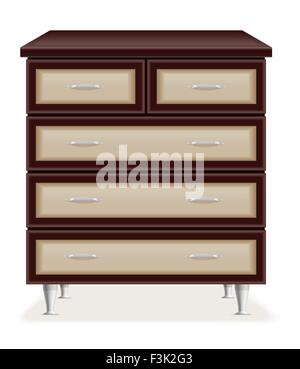 Arredi moderni in legno cassettiera illustrazione vettoriale isolati su sfondo bianco Illustrazione Vettoriale