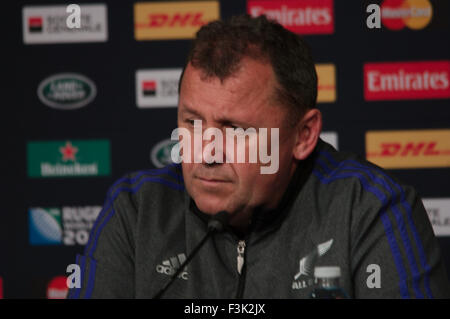 Newcastle upon Tyne, Regno Unito, 8 ottobre 2015, la Nuova Zelanda conferenza stampa dopo il capitano di eseguire presso il St James Park prima della loro partita contro Tonga nella Coppa del Mondo di Rugby 2015, Credit: Colin Edwards/Alamy Live News Foto Stock