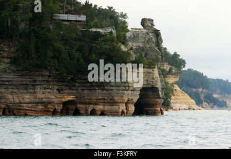 I minatori castle rock formazione a Pictured Rocks National Lakeshore Foto Stock