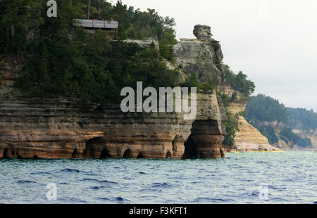 I minatori castle rock formazione a Pictured Rocks National Lakeshore Foto Stock