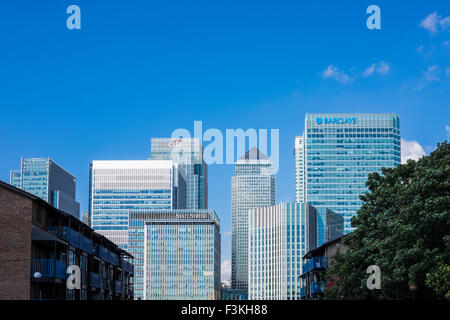 Canary Wharf skyline, Isle of Dogs, London, England, Regno Unito Foto Stock
