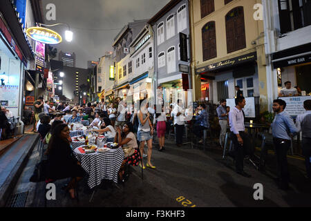 Ann Siang Hill a Chinatown è uno di Singapore più famose zone della vita notturna. Foto Stock