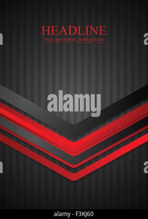 Frecce di colore rosso su nero sfondo striato. Il design del vettore Illustrazione Vettoriale