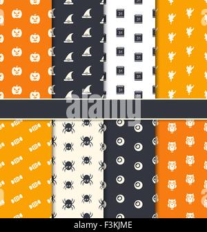 Gruppo Modelli senza giunture per happy Halloween Illustrazione Vettoriale