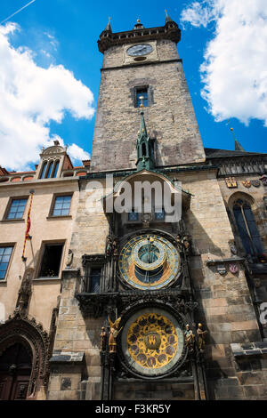 Orologio astronomico,Old Town Hall, Praga, Repubblica Ceca Foto Stock