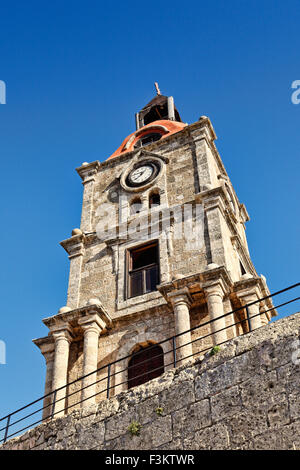 Roloi - La Torre dell Orologio di Rodi, Grecia Foto Stock