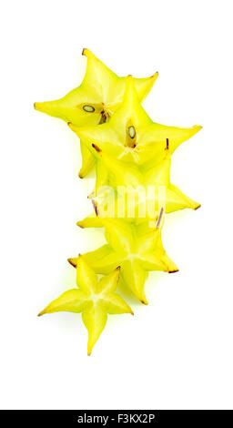 Fette di starfruit carambole studio Foto Stock