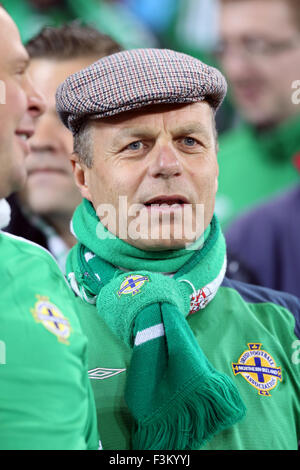 Belfast, Regno Unito. 8 Ottobre, 2015. Irlanda del Nord ventola durante UEFA EURO 2016 match di qualificazione tra Irlanda del Nord e Grecia a Windsor Park, Belfast Credit: Andrew Paton/Alamy Live News Foto Stock