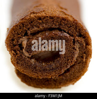Close-up di cioccolata ripiena dessert con crema colava Foto Stock