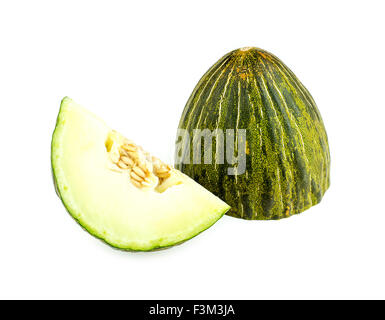 Tagliare Piel de Sapo melon isolato Foto Stock