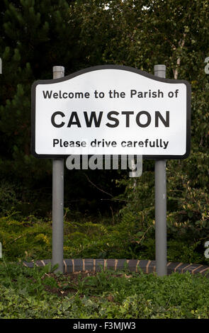 Villaggio di Cawston segno, Warwickshire, Inghilterra, Regno Unito Foto Stock