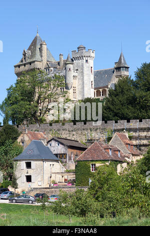 La Montfort roccaforte, a Vitrac (Dordogne - Francia). Le château fortifié de Montfort, à Vitrac (Dordogne - Francia). Foto Stock