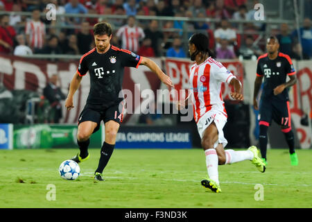 Athens, Grecia - 16 Settembre 2015: Xabi Alonso durante la UEFA Champions League tra Olympiacos e Bayern, in Atene, Foto Stock