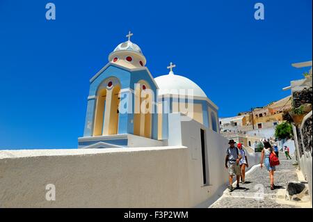 La Chiesa cattolica di San Stylianos Fira Santorini Grecia Foto Stock