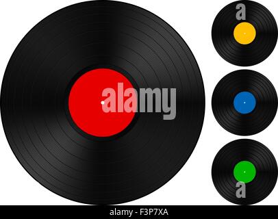Grammofono record isolati su sfondo bianco. Illustrazione Vettoriale. Illustrazione Vettoriale