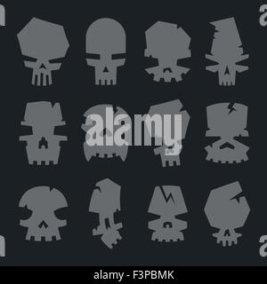Set di mostri spaventosi cranio personaggi da utilizzare nella progettazione Illustrazione Vettoriale