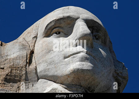 Primo piano di George Washington sul Monte Rushmore Foto Stock