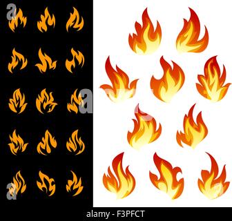 Set di icone di fuoco Illustrazione Vettoriale
