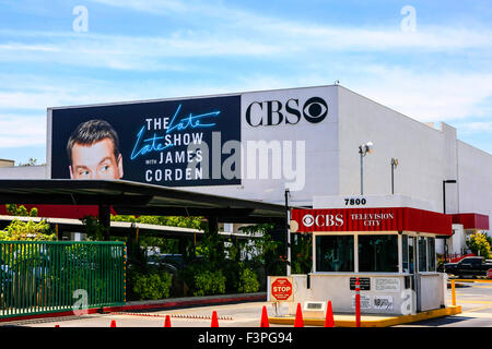 Ingresso alla televisione CBS città su Beverly Boulevard nel centro di Los Angeles Foto Stock