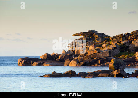 Peninnis; pulpito Rock; St Mary's dalla città vecchia; Isole Scilly; Regno Unito Foto Stock