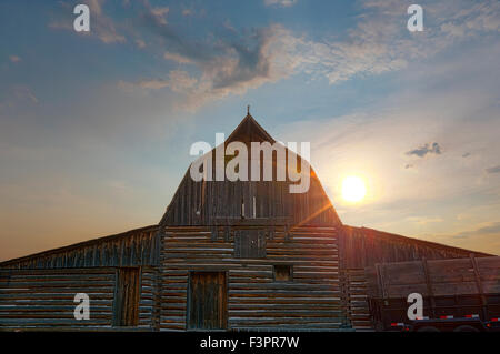 John storico Moulton Homestead (c 1910), Fila Mormone Historic District, il Parco Nazionale del Grand Teton, Wyoming USA Foto Stock