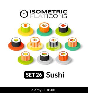 Isometrica icone piana serie 26 Illustrazione Vettoriale