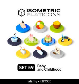 Isometrica icone piana serie 59 Illustrazione Vettoriale