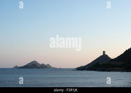 Pointe de la Parata, Iles Sanguinaires, Ajaccio, Corsica, Francia Foto Stock