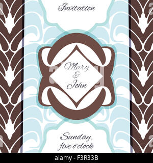 Invito, un matrimonio o un biglietto di auguri Modello. Elegante cornice e pattern di progettazione di sfondo Foto Stock