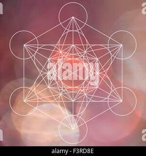Metatron simbolo sullo sfondo bokeh di fondo Foto Stock