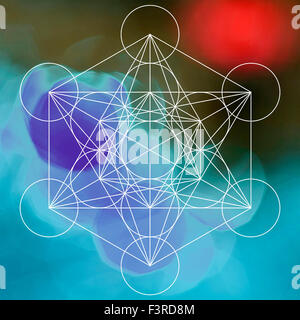 Metatron simbolo sullo sfondo bokeh di fondo Foto Stock