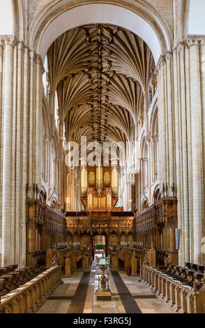 Il coro e cudiero in Norwich Cathedral e Norwich, Norfolk, Inghilterra, Regno Unito Foto Stock