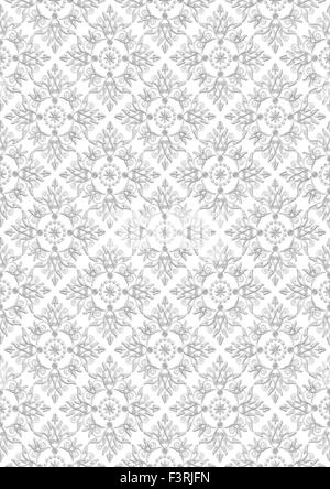 Bianco sullo sfondo senza soluzione di continuità con il grigio goffrato motivo floreale Foto Stock