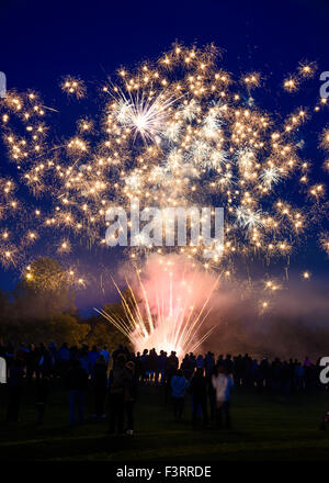 Fuochi d'artificio a Gatehouse of Fleet Gala 2015 Torchlight Parade e fuochi d'artificio Foto Stock