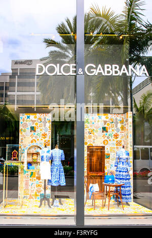 Dolce & Gabbana store overhead sul segno di Rodeo Drive a Beverly Hills California Foto Stock