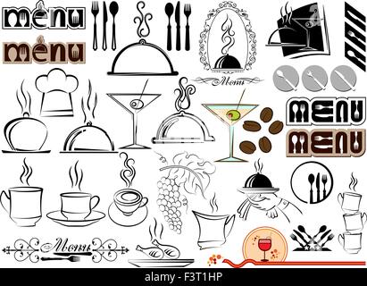 Scheda del menu Design Icona di vari elementi di arte del vettore Illustrazione Vettoriale