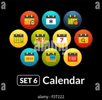 Icone di piatto vector set 6 - raccolta del calendario Illustrazione Vettoriale