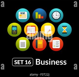 Piatto vettore icone insieme 16 - collezione businnes Illustrazione Vettoriale
