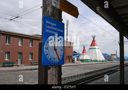 Kleine Scheidegg stazione ferroviaria regione di Jungfrau svizzera Foto Stock