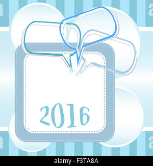 2016 Anno Nuovo design della scheda con discorso astratto set bolle Foto Stock