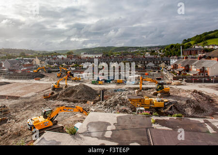 Futuro Tesco e Marks & Spencer sito in costruzione a Aberystwyth 2015 Foto Stock