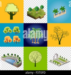 Serie di immagini di alberi per la progettazione e l'ispirazione Illustrazione Vettoriale