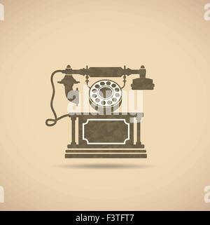 Immagine di un vecchio telefono in stile vintage. Illustrazione Vettoriale
